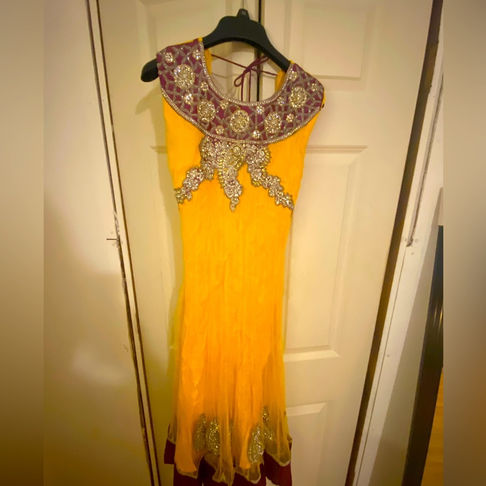 Yellow Anarkali Churidaar suit
